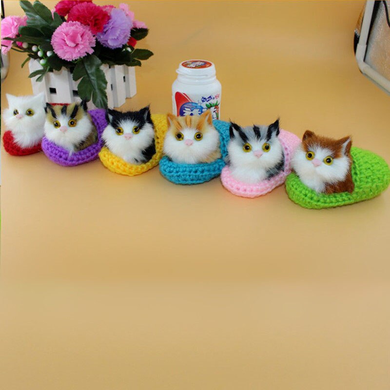 1pcs Lovely Press Meow Kitten Cute Small Cats Sleeping Or Sitting Slipper Funny Little Cat Sounding Toy Home Car Office Decor