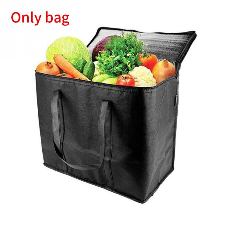 2PCS Portable Insulated Grocery Bags Shopping Durable Washable Storage Free Standing Foldable Reusable Non-woven Bags