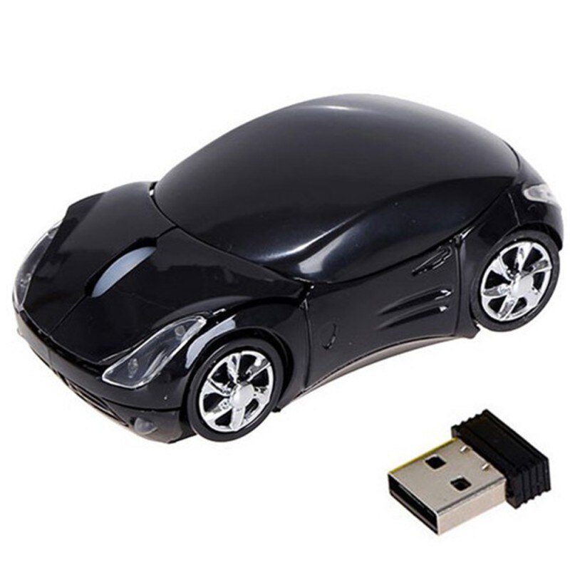 2.4GHz 1600DPI Wireless Optical Mouse USB Scroll Mice for Tablet Laptop Cartoon Car Mouse: black