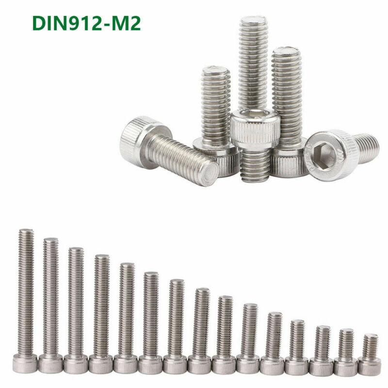 50 Uds M2 (2mm) perno hexagonal interno de bicicleta 304 perno de tornillo de acero inoxidable plateado 4-30mm perno hexagonal interno