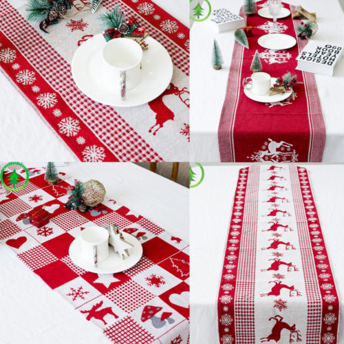 År juledug køkken spisebordspynt til hjemmet rektangulært festbord dækker julepynt