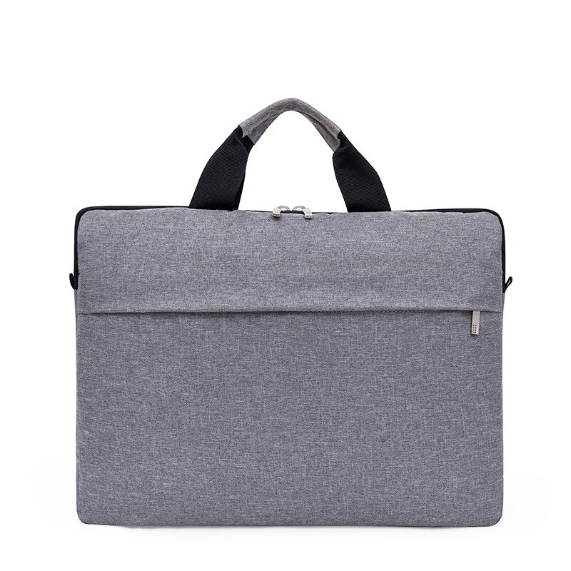 Ultradunne laptoptas 13/14 inch heren schokbestendige schoudertas voering notebooktas casual eenvoudig grote capaciteit grote laptoptas: Grijs zonder band