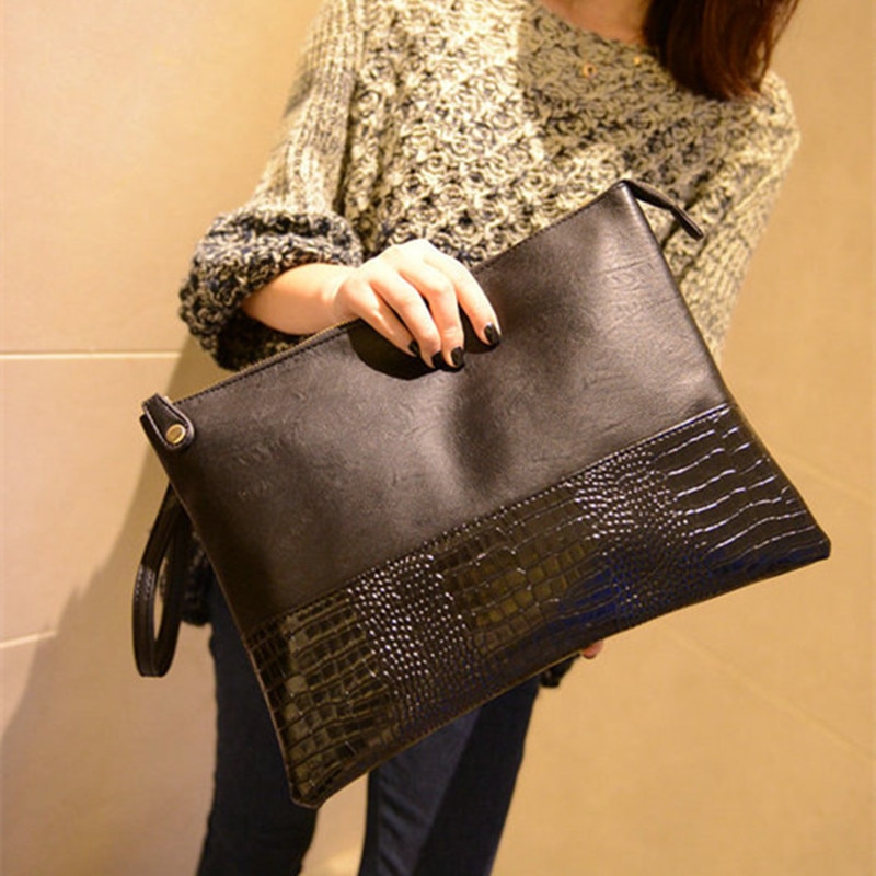 Bolso de mano de cocodrilo para mujer, cartera tipo sobre de cuero, Estilo Vintage, de negocios y noche,