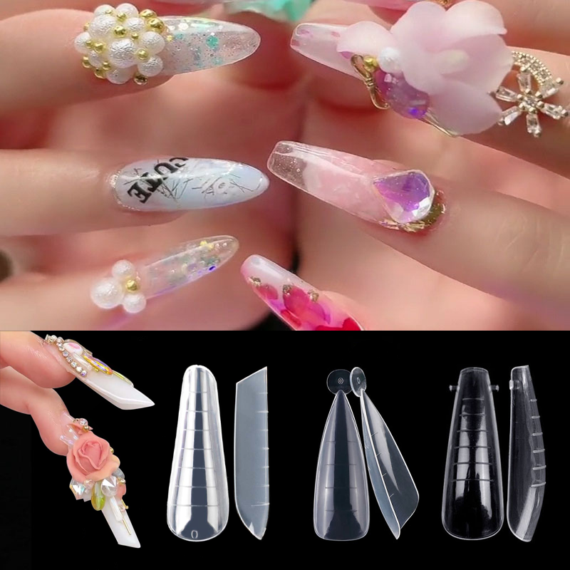 120PC Nail Extend Molds Dual Form Accessoires Manicure Tools Nails Forms Full Cover Top Forms For Build Mold For Nail Extensions