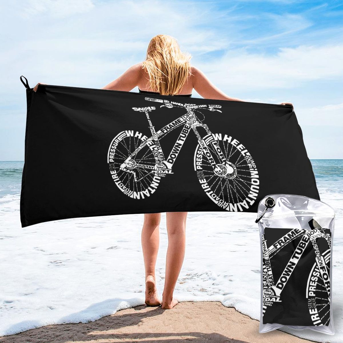 Vélo Incroyable L'anatomie VTT S POUR Homme Vtt Cycliste Motard Visite Cycle Plage Serviette De Bain: 160 x 80cm