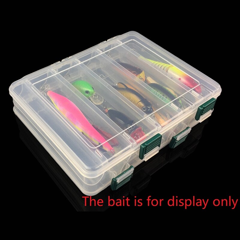 Compartments Double Sided Fishing Tackle Box Hard Plastic Clear Fishing Lure Bait Hooks Accessory Storage Case Container
