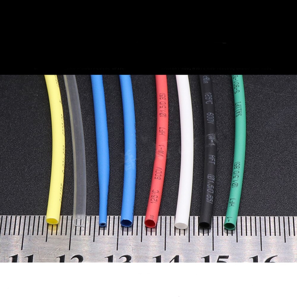 5meters 1.5mm Heat Shrink Tubing Shrinkable Heatshrink Tube Sleeves 2:1 White Black Red white/red/green/blue/Transparent/yellow