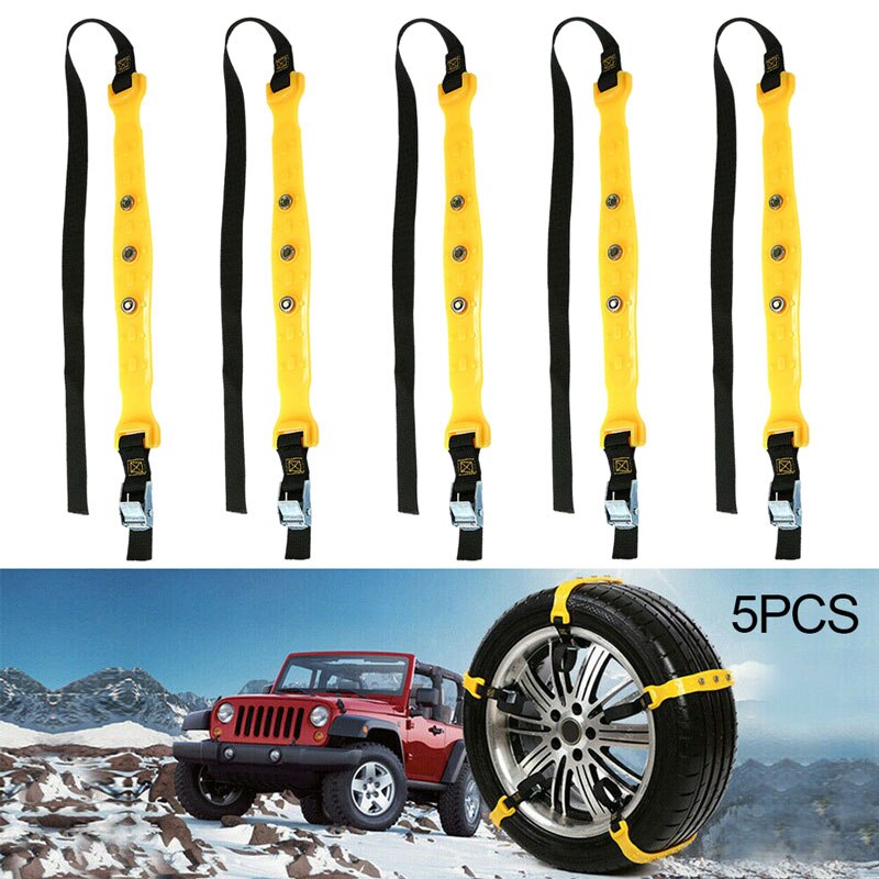 Cadena de nieve para coche 5x 3 Universal, cadena de correa antideslizante para neumáticos, cadena de invierno segura para conducir, cadena de neumático para barro antideslizante para Jeep SUV