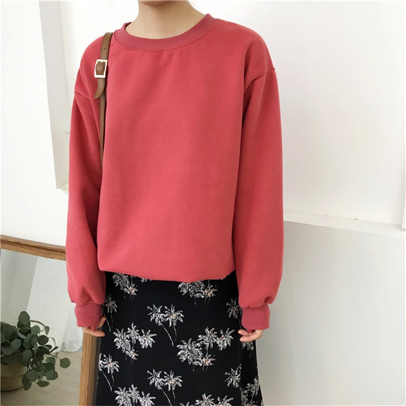 Sudaderas mujer harajuku solid sweatshirt kvinder langærmet hættetrøje løs kvinder hættetrøjer sweatshirts afslappet træningsdragt