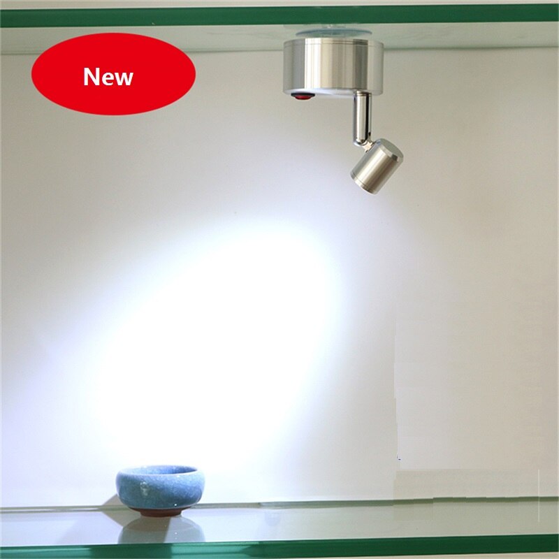 Led Batterij Plafond Spot Lamp, 1W 3W Emergency Showcase Lamp, schroef Ceil Glas Gemonteerd Sieraden Schakelaar Batterij Teller Led Licht