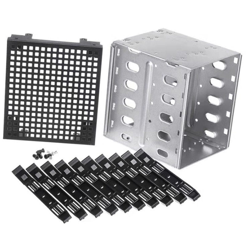 Top 5,25 Zoll zu 5X 3,5 Zoll SATA HDD Festplatte Käfig Rack für PC Liefert Edelstahl Tray Caddy adapter: Default Title