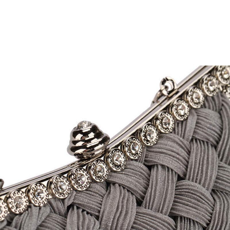 Satin Crystal Knitted Clutch Women Charm Handbag Party Accessories bolsa feminina 30