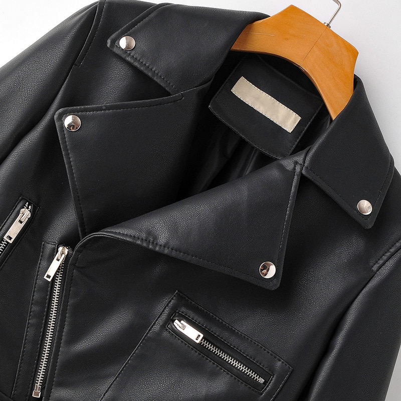 Wixra dames imitatie leren jassen rits casual pu jas omslagkraag basic jas klassieke streetwear herfst lente