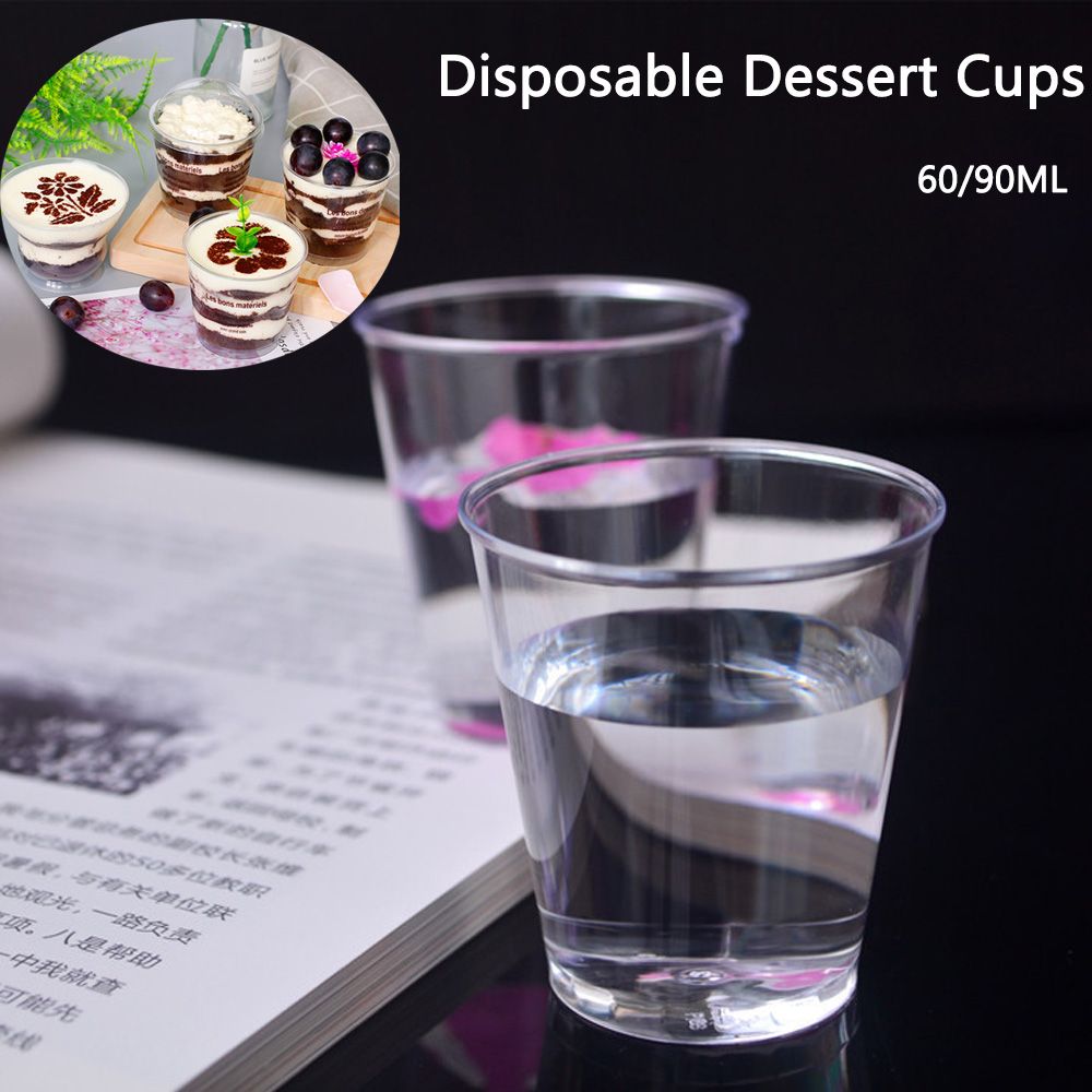 Moule en plastique transparent réutilisable pour dessert au poulet, boîtes à pudding rondes, tasse à muffins pour gâteau Chi, outils de cuisine pour boissons, 50 ml, 90ml