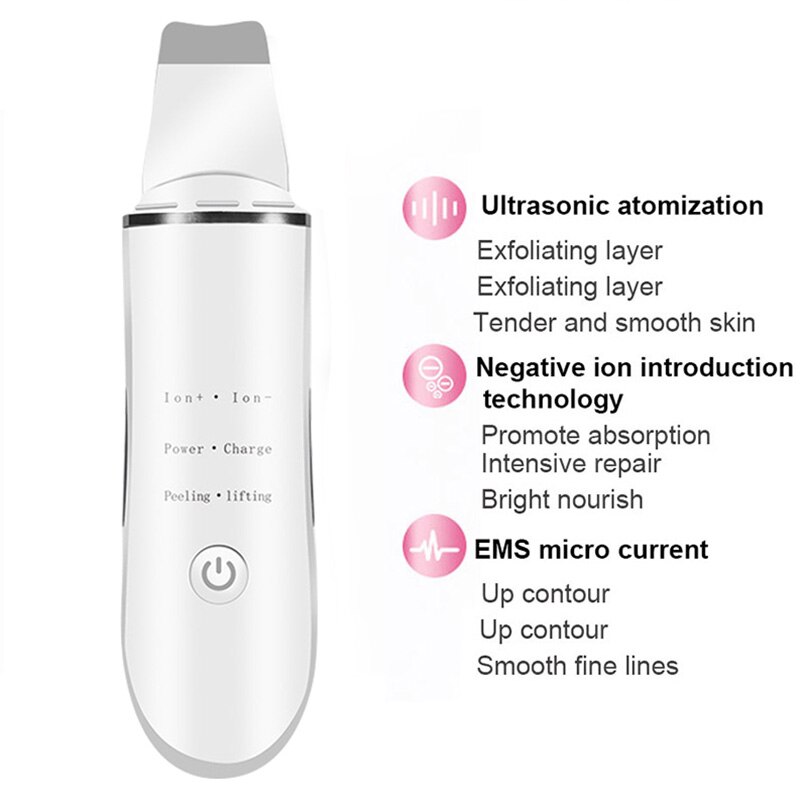 Diepe Reiniging Gezicht Scrubber Ultrasone Huid Scrubber Vibrerende Gezichtsreiniging Huid Spatel Peeling Schoonheid Instrument