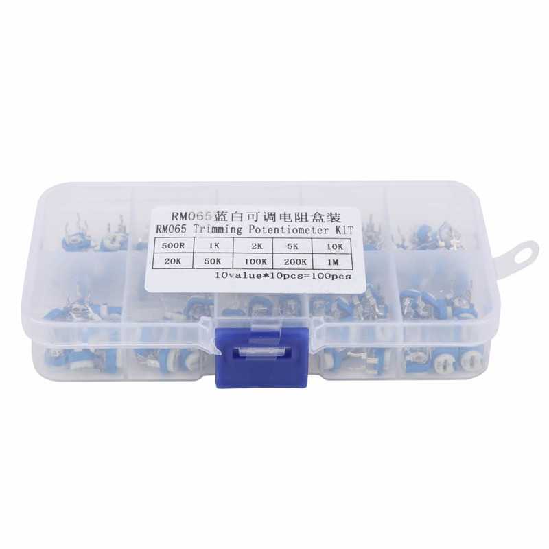 Variable Resistor 10 Values Trimmer Potentiometer with Plastic Box for Electronic Security Industries for Household Appliances