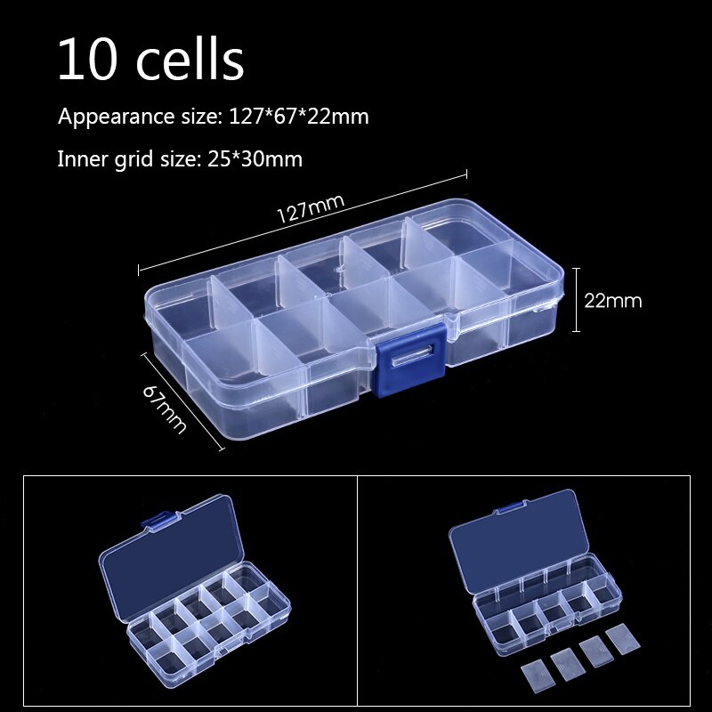 12 Sizes Plastic Storage Jewelry Box Compartment Adjustable Container for Beads earring box for jewelry rectangle Box Case