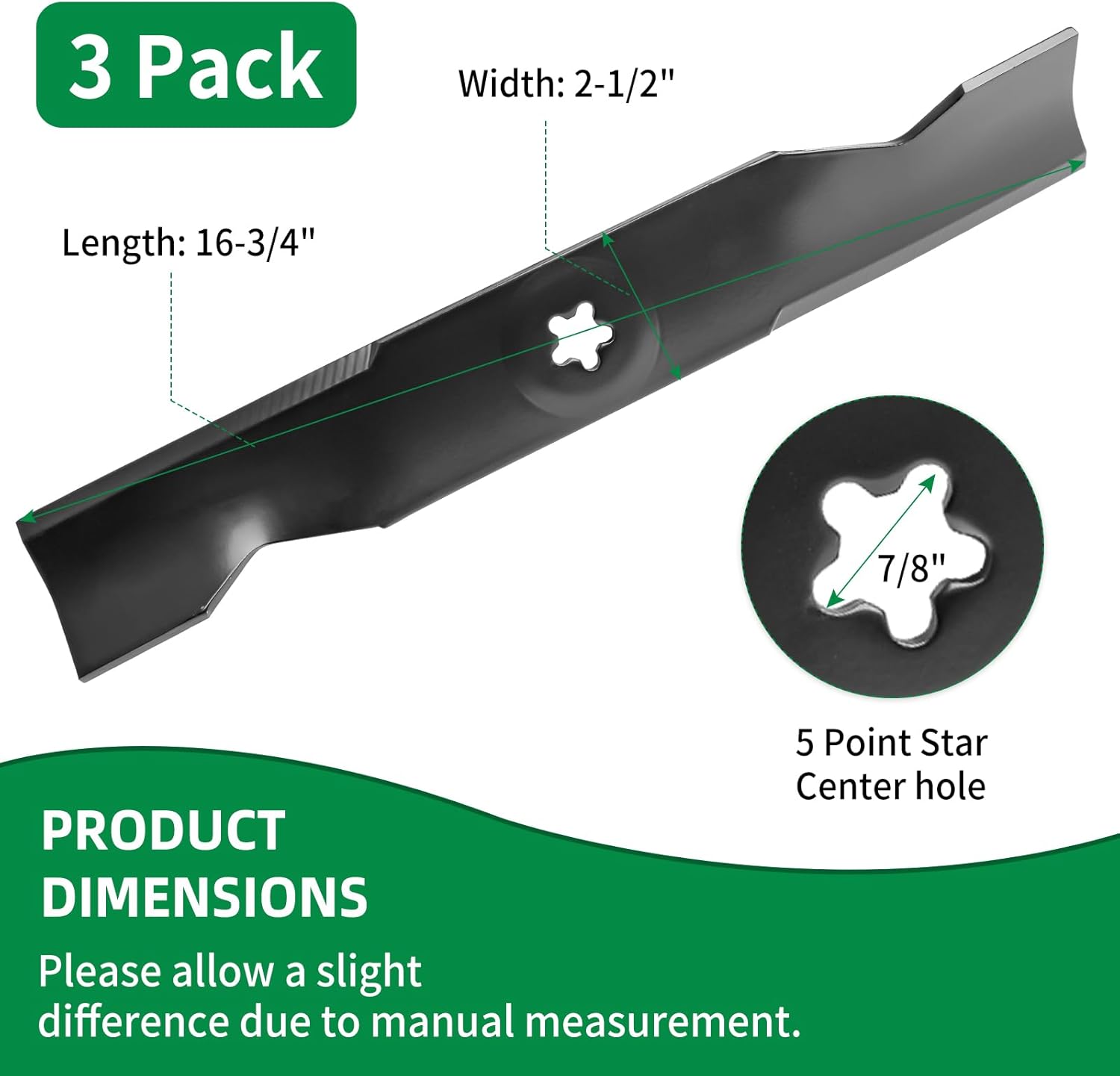 3 PK 173920 48 "Deck Vervanging Grasmaaier Hoge Lift Messen voor 180054 532180054 532173920 539107519 PP24005, Geschikt voor YTH24V48