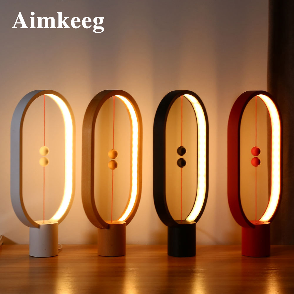 Aimkeeg Smart Balance Lamp LED Tafel Nachtlampje USB Powered Magnetische Schakelaar Lamp Home Decor Slaapkamer Kantoor Night Lamp