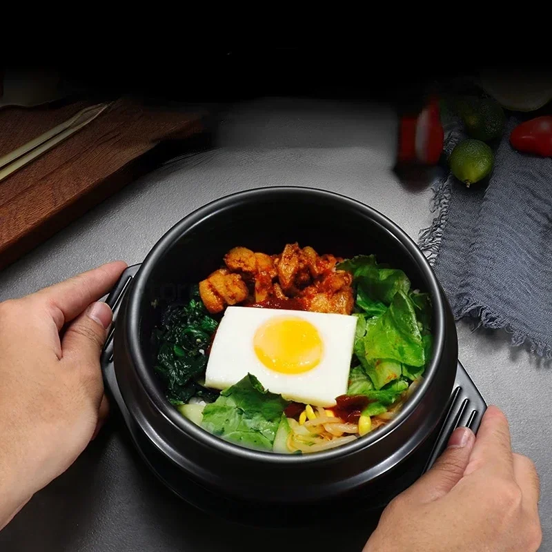 Koreansk Keramisk Skål Dolsot for Bibimbap, Suppe og Annen Mat med Brett