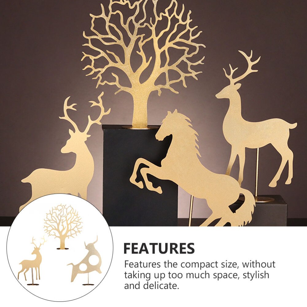 3PCS Modern Wrought Iron Decor Simple Home Ornament (3 Styles Golden)