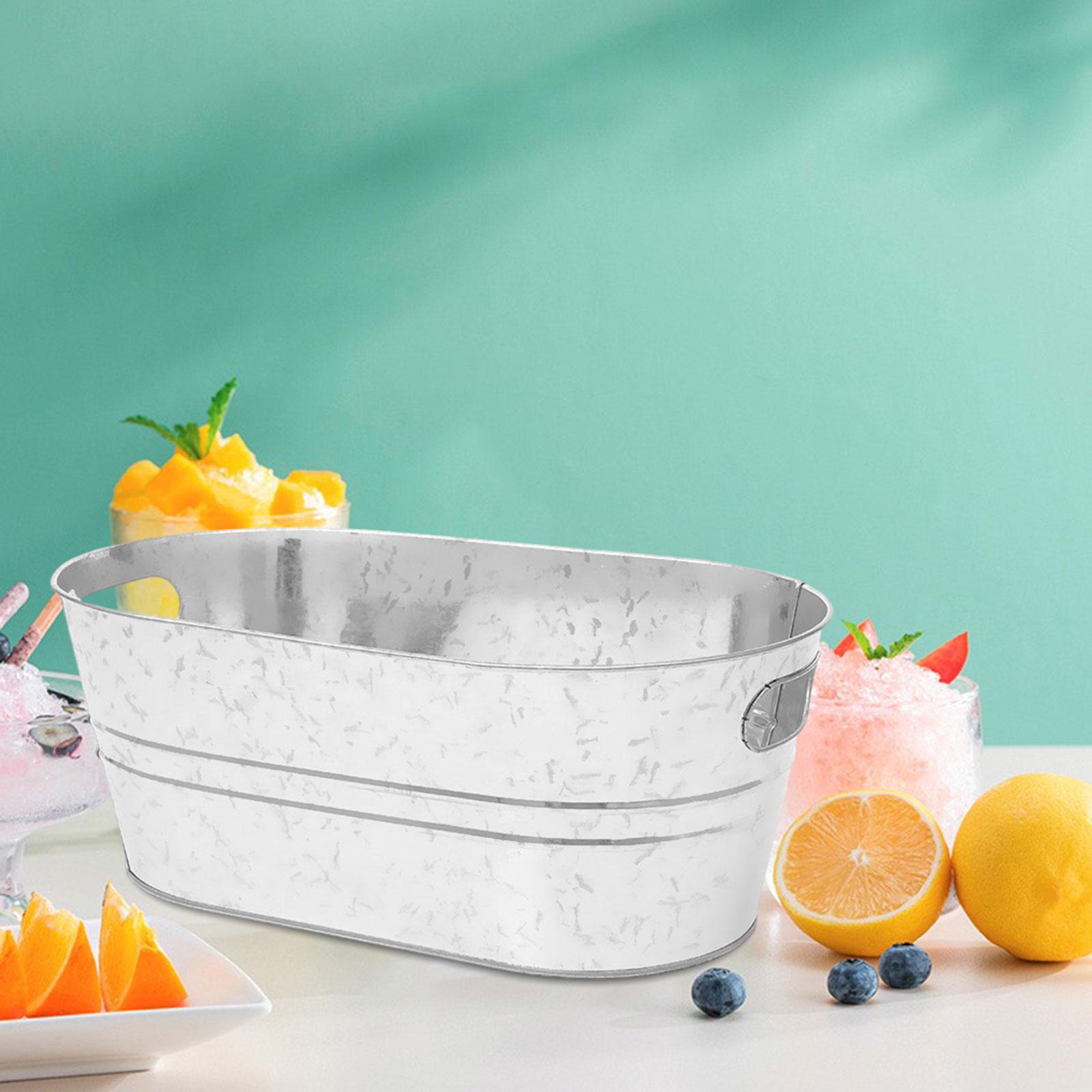 Aço galvanizado Metal Oval Bucket, cerveja champanhe Cocktail Cooler, Home Festas, Pool Party