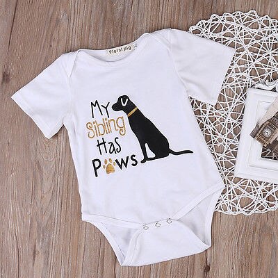 Ropa de algodón para bebé, niño y niña, ropa de manga corta con estampado de perro, ropa mameluco al cuerpo, trajes