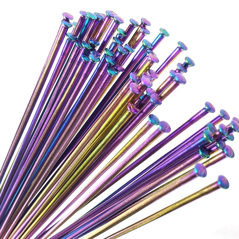 Straight Pull Head Rainbow Bicycle Spokes 14G stainless steel Round Rays Mountain Bike 700C Road Bike Kids Bike Wheels Parts
