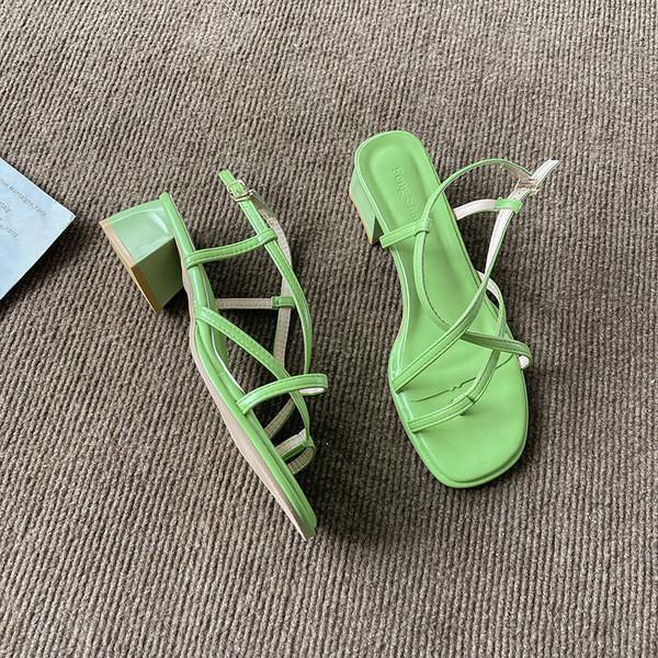 Gesp Beige Hakken Sandalen 2022 Vrouwen Dames Schoenen Zomer Slippers Platform Med Zwart Gladiator Meisjes Corrigerende: 2 / 39