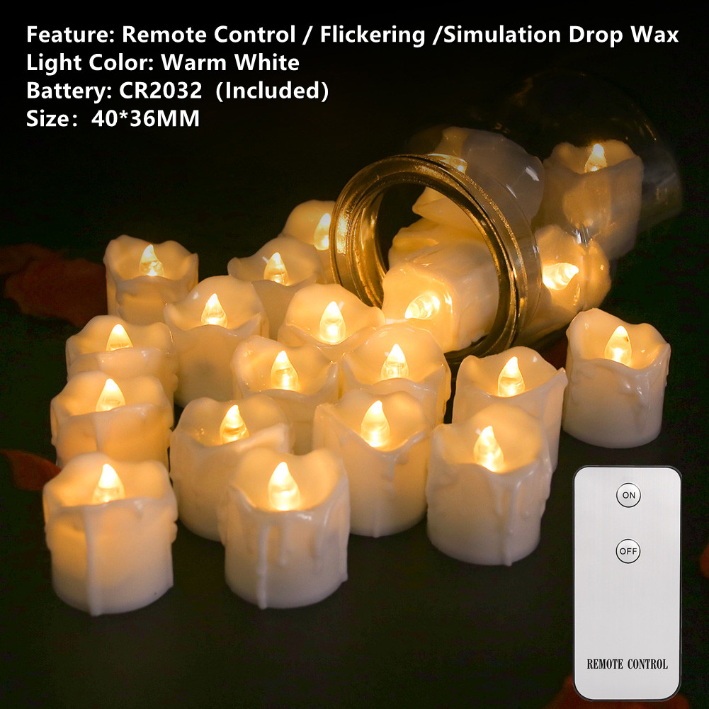 Pack of 12/24 Remote or Not Remote Realistic Bright Battery Operated Flickering Flameless Tea Light Led Candles Lamp Home Decor