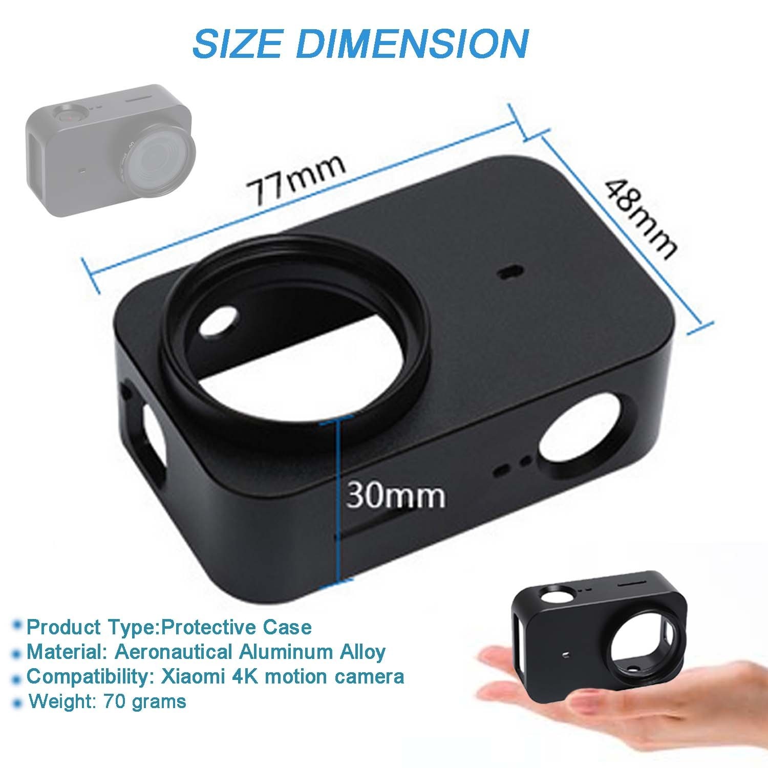 Top Cnc Aluminum Alloy Protective Case For Xiaomi Mijia Camera Cage Mount With 37mm Uv Lens For Mijia 4K Mini Sport Camera