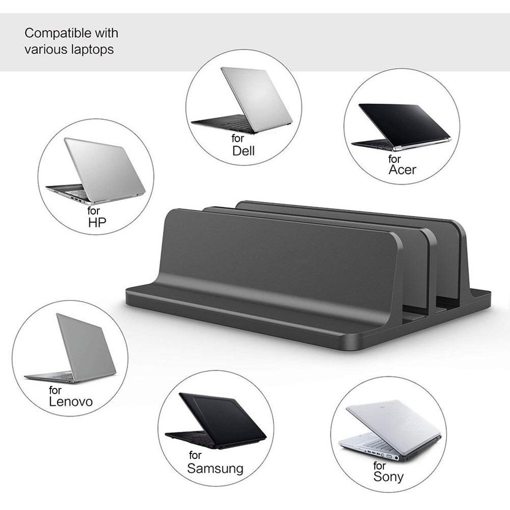 Durable Vertical Laptop Stand For Macbook Air Pro Desktop Double Desktop Stand Holder With Adjustable Dock