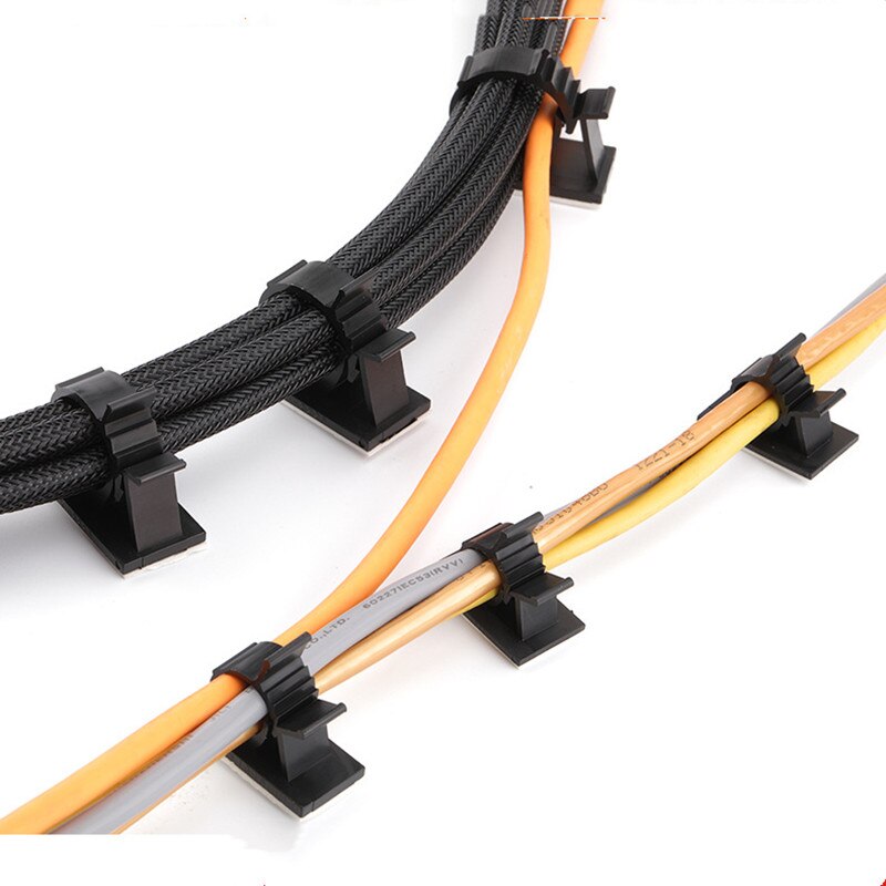 10pcs Self-Adhesive Cable Clips Management Charging Power Cord Organizer Holder Line Fixed Charger Clamps For Car PC Mouse TV