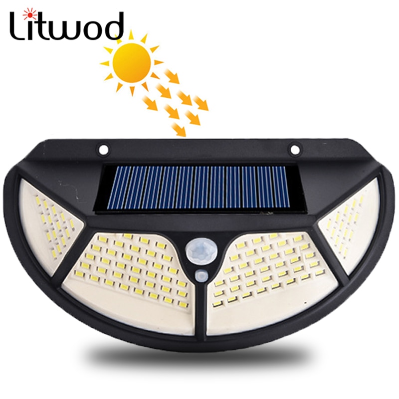 Solar Light Outdoor Led Wall Lamp 3 Mode Motion PIR Sensor Street Light SMD2835 102 Built in Battery Sunlight Powered Waterproof