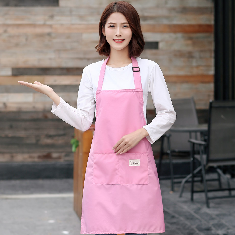 Adjustable Women Kitchen Apron For Cooking Baking Barista Apron Pink Waitressing Aprons Ladys Pinafore Thicken Restaurant Apron