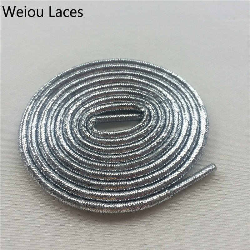 Offical weiou gull/sølv metallisk tau lisser blinkende skolisser glitter perlefarget sparkle sko lisser til kjole sko kvinner: 604 sølvtråder / 80cm