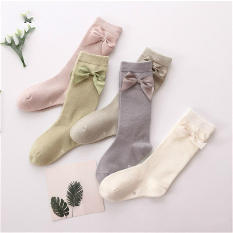 Baby Spullen Baby Meisje Sokken Knie Hoge Sokken Prinses voor Meisje Zoete Leuke Lange Buis Candy Kleur Bows Been Warmer 2-8Years