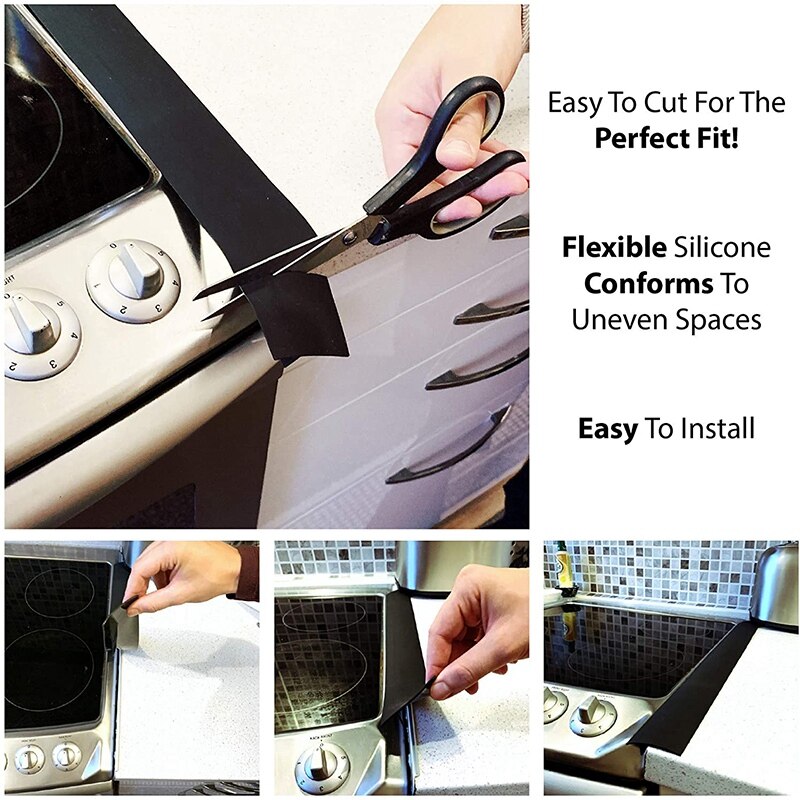 4Pcs Kitchen Silicone Stove Counter spaceCover Heat Resistant Mat Oil Dust Water Seal Easy Clean Spills Between Counter