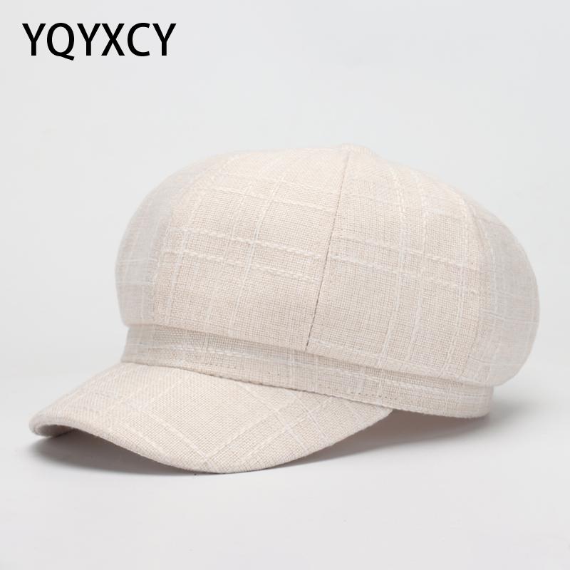 Hatt keps basker dam åttkantig hatt vintage rutig tidningspojke keps bred brättad målarhattar för kvinnor män gorras
