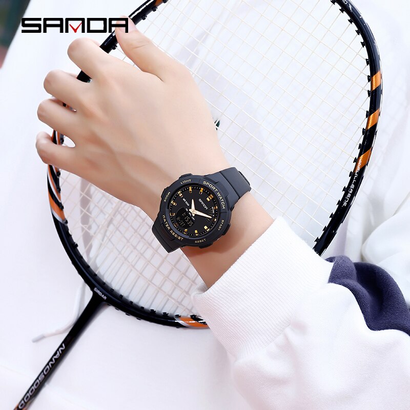 SANDA 6005 Children Sport Digital Watch Men Wristwatch Stopwatch Alarm Students 12/24 Hour Clock Relogio Masculino