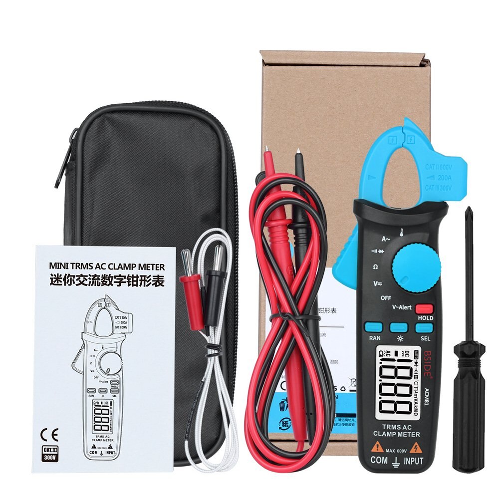 Digitale Clamp Meter BSIDE ACM81/82/91 DC AC Strom Spannung Ampere NCV Ohm Tester Amperemeter Multimeter Elektriker true RMS: Gold