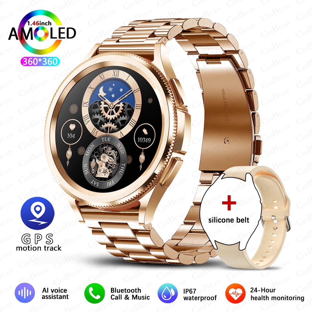 2025 versão mais recente watch6 clássico relógio inteligente masculino gps esportes saúde freqüência cardíaca à prova dwaterproof água bluetooth chamada smartwatch android ios: ROXO