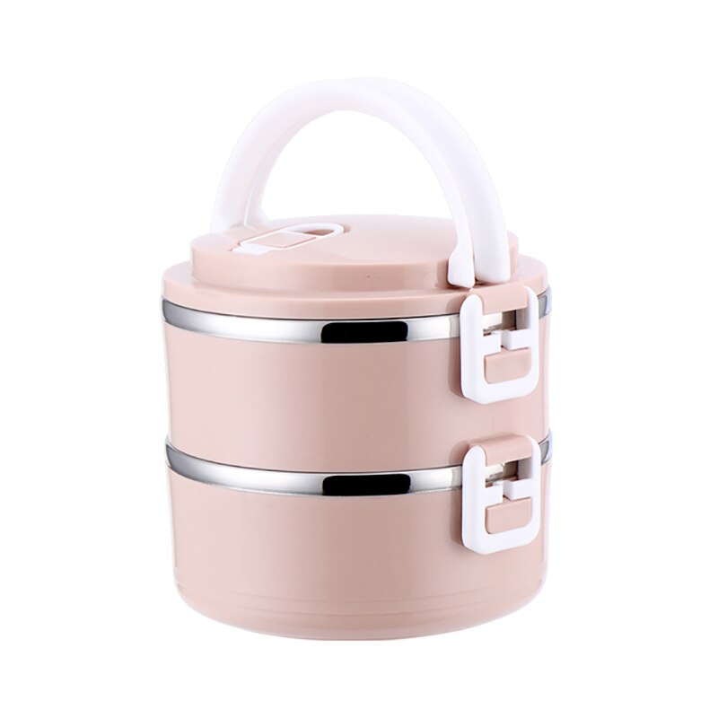 Protable Lunch Box Stainless Steel Bento Boxes Multilayer Lunch Box For Kid Office Workers Microwave Food Container Tableware: 2Layer-pink