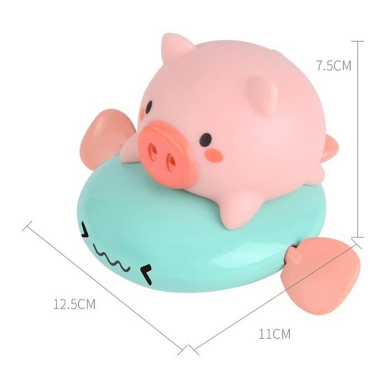 Funny Pigs On Fish Nose Sprays Water Novelty Bath Toy Pool For Baby Shower Clockwork Dabbling Toys Kids Play Water Bath Time
