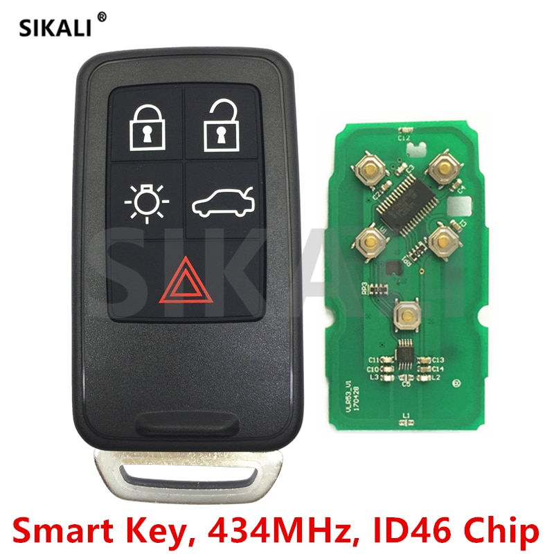 SIKALI Smart Afstandsbediening Sleutel voor Volvo XC60 S60 S60L V40 V60 S80 XC70 434 Mhz met ID46 Chip Auto Afstandsbediening Deur Vergrendeling