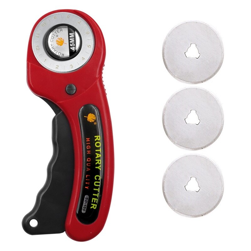 45mm leather craft rotary cutter leather cutting tool leather craft fabric round blade DIY patchwork sewing quilting: Suit-Red