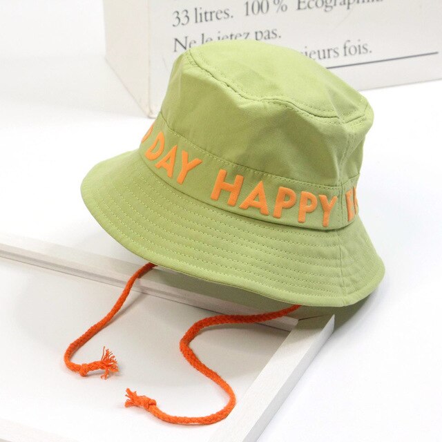 Børn fisker hat flad top koreansk baby bassin hat personlighed stil engelske bogstaver drenge og piger solhatte trendy: A2