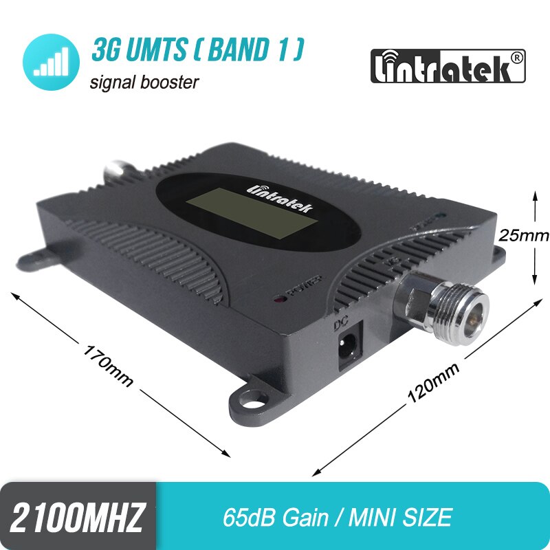 Lintratek-repetidor de señal celular 3G WCDMA UMTS 2100mhz, 65dB de ganancia de amplificador de banda, mejora de Internet 3G, MINI amplificador de tamaño #4