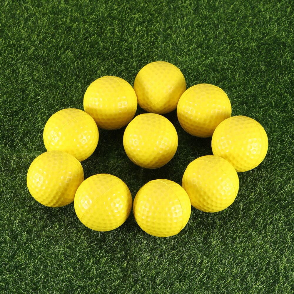 10pcs Indoor Practice PU Golf Balls Soft Elastic Training Golf Balls (Yellow)