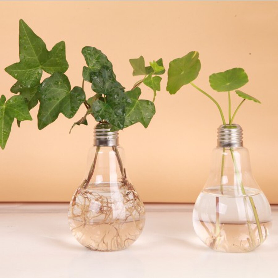 1Pc Light Bulb Transparent Glass Vase Hydroponic Vase Home Decor Wedding Decoration Home Decoration